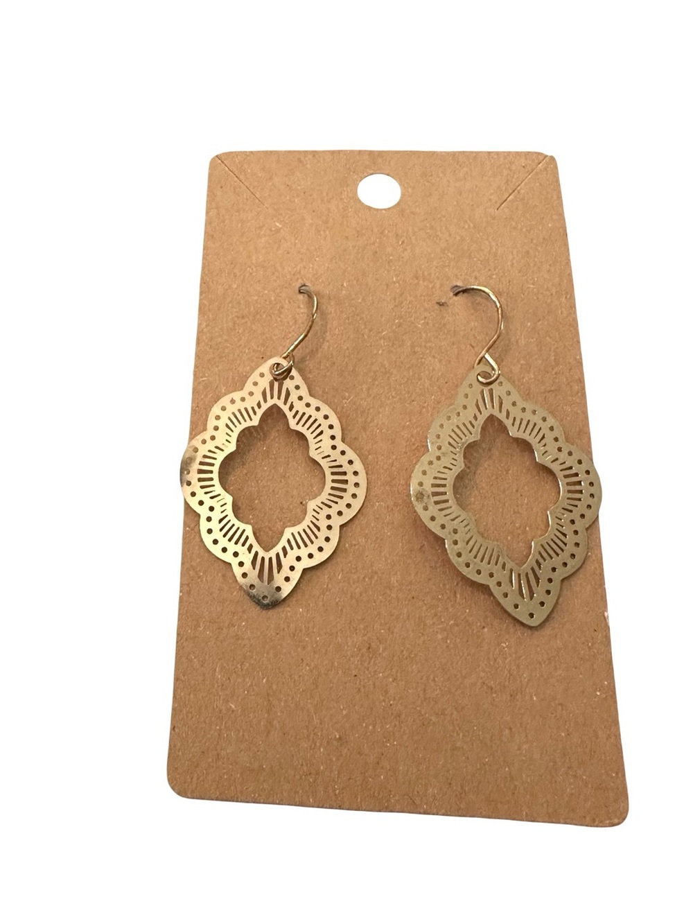 Unique Bargains Gold Filigree Moroccan Drop Earrings